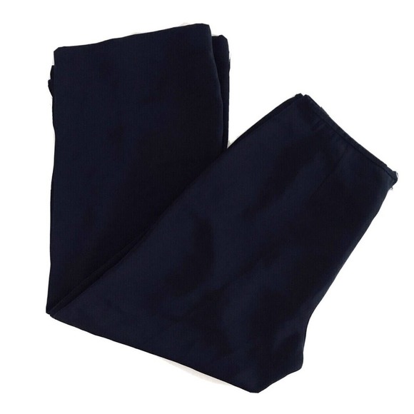 Escada | Wide Leg Slit Crop Pants Womens Size 44 Navy Blue Silk Loose Fit - Picture 4 of 12